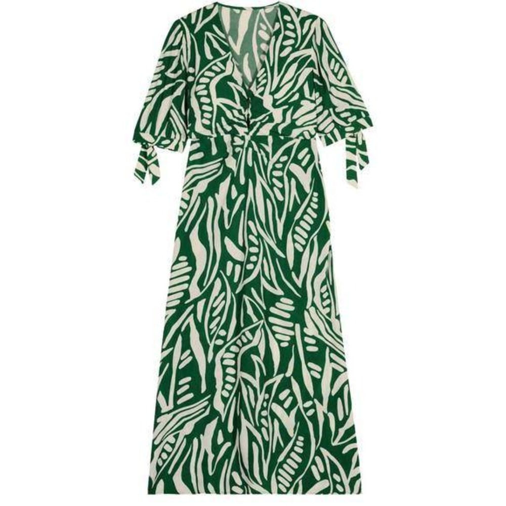 BA&SH Terence Midi Dress in Green/White Size 2 Hawaiian Print